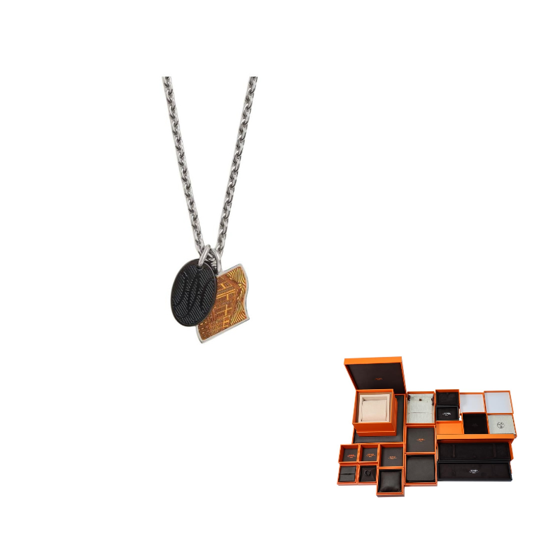 HERMES Palladium-Plated Necklaces Men's Silver