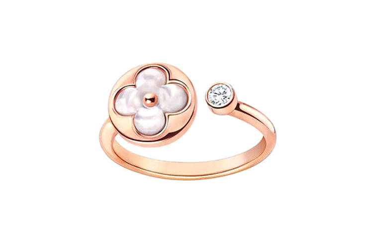 LOUIS VUITTON Color Blossom Mini Sun Ring Pink Gold White Mother-Of-Pearl And Diamond