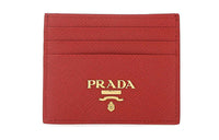 PRADA Cow Leather Card Holder Card Holder Women's Red