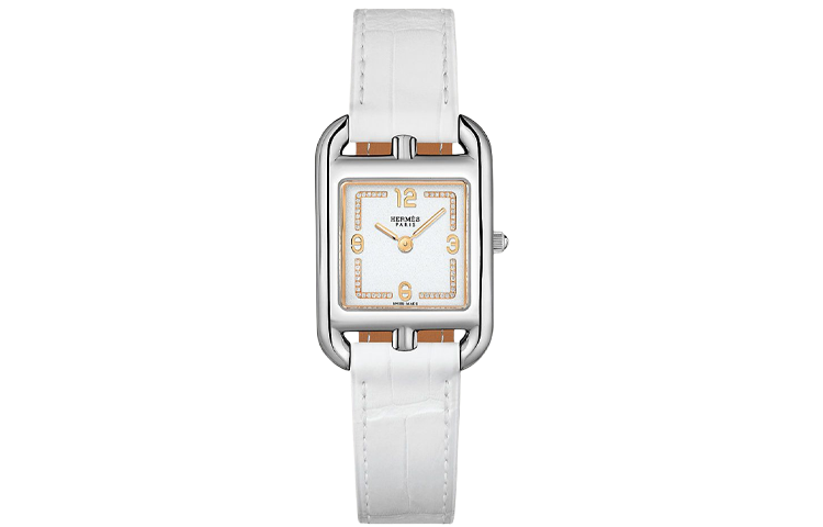 HERMES Cape Cod Wrist Watch Quartz Movement Genuine Leather Strap White Dial Women's Watch