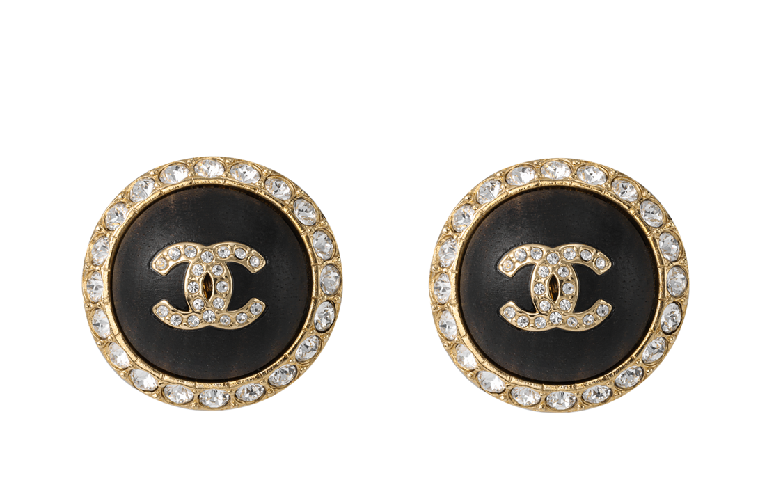 CHANEL Metal Stud Earrings Women's Black