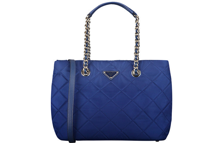 PRADA Fabric Tote Bag Shopping Bag Crossbody One Shoulder Handbags Women's Royal Blue
