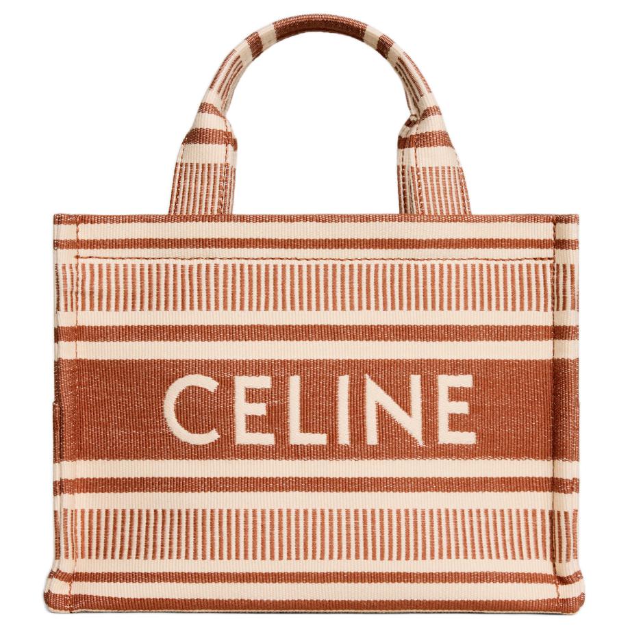 CELINE Cabas Thais Textile, Cow Leather Binding Shoulder Bag, Crossbody Bag, Handbag Small Size Women's Ochre