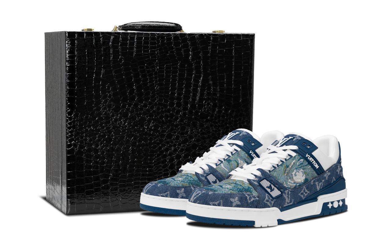 LOUIS VUITTON Trainer Anti-Slip Wear-Resistant Low-Top Skateboard Shoes Unisex Navy Blue