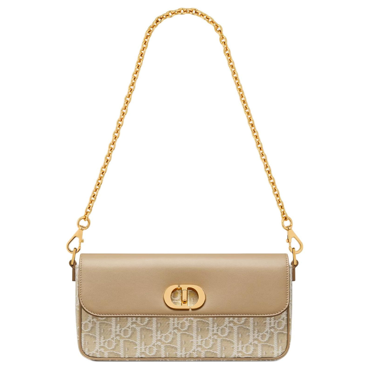 DIOR 30 Montaigne Cotton With Cow Leather Shoulder Bag Mini Women's Natural