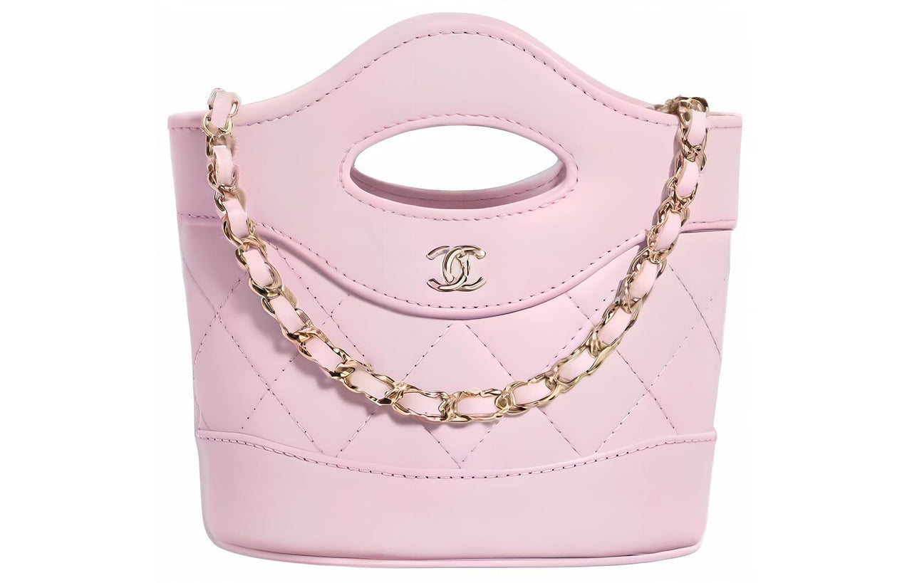 CHANEL Sheepskin French Fries Bucket Bag Shoulder Bag Crossbody Bag Handbag Mini Women's Pink Purple
