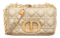 DIOR Caro Sheepskin Chain Bag Shoulder Bag Crossbody Bag Small Size Women's Gold