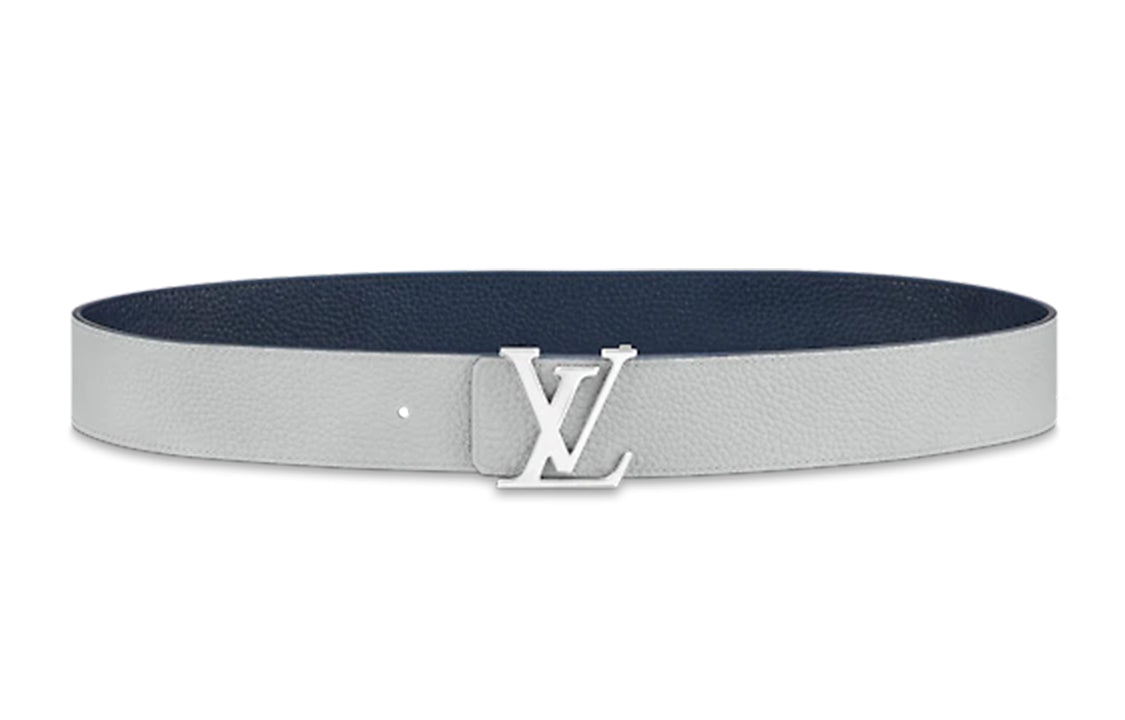 LOUIS VUITTON INITIALES TAURILLON Leather Belt Men's Blue Width  4cm