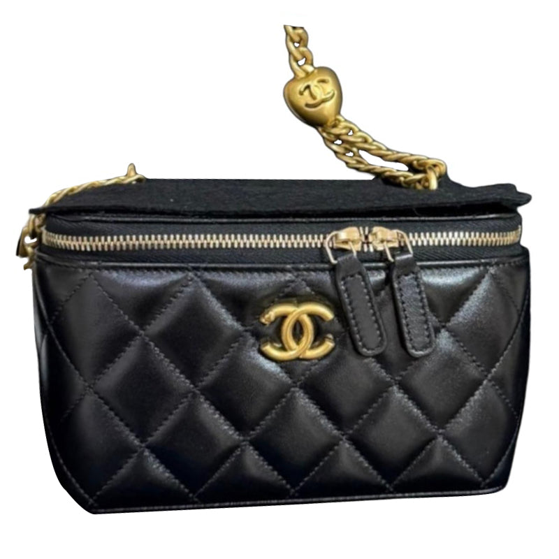 CHANEL Lambskin One Shoulder Handbags Women's Black