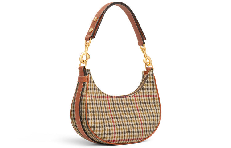 CELINE AVA Fabric And Cow Leather Crossbody Bags Shoulder Bags Women's Green/Brown