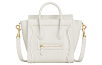 CELINE Luggage Calfskin Smile Bag Shoulder Bag Crossbody Bag Handbag Extra Mini Women's White