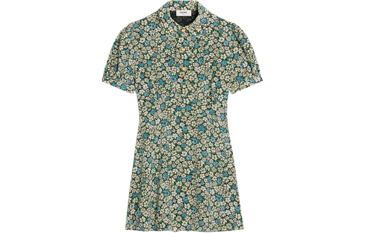 CELINE Babydoll Mini Dress In Crepe De Chine