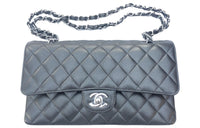 CHANEL Classic Flap CF Sheepskin Mouth Cover Bag Crossbody Bag Medium Size Women's Smoke Gray