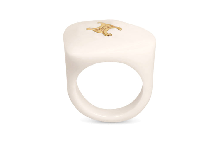 CELINE Brass Resin Rings Women's White