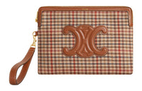 CELINE Cuir Triomphe Fabric With Calfskin Trim Handbags Wrist Bags Clutches Small Size Women's Multicolor