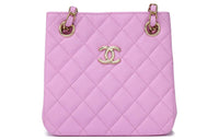 CHANEL Grained Cow Leather Tote Bag Shoulder Bag Crossbody Bag Mini Women's Purple
