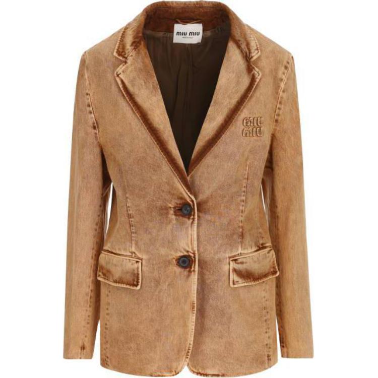 MIU MIU SS23 Denim Jacket Women's Cognac
