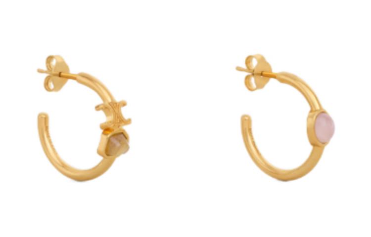 CELINE Brass Earrings Women's Gold