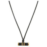 Loro Piana Cow Leather Metal Necklaces Women's Black
