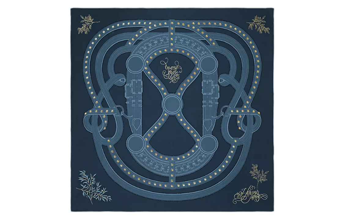 HERMES Silk Scarves Women's Blue