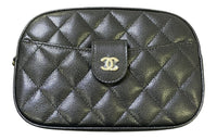 CHANEL Embossed Shiny Calfskin With Gold Metal Shoulder Bag Crossbody Bag Women's Black