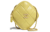 CHANEL Sheepskin Gold Chain Fanny Pack Crossbody Bag Small Size Women's Light Yellow