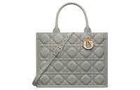 DIOR BookTote Cow Leather Tote Bag Shopping Bag Shoulder Bag Crossbody Bag Handbag Medium Size Women's Rock Gray