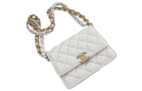 CHANEL Lambskin Flap Bag, Clutch, Crossbody Bag, Shoulder Bag Small Size Women's White