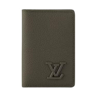 LOUIS VUITTON Aerogram Cow Leather Wallet Men's Khaki Green