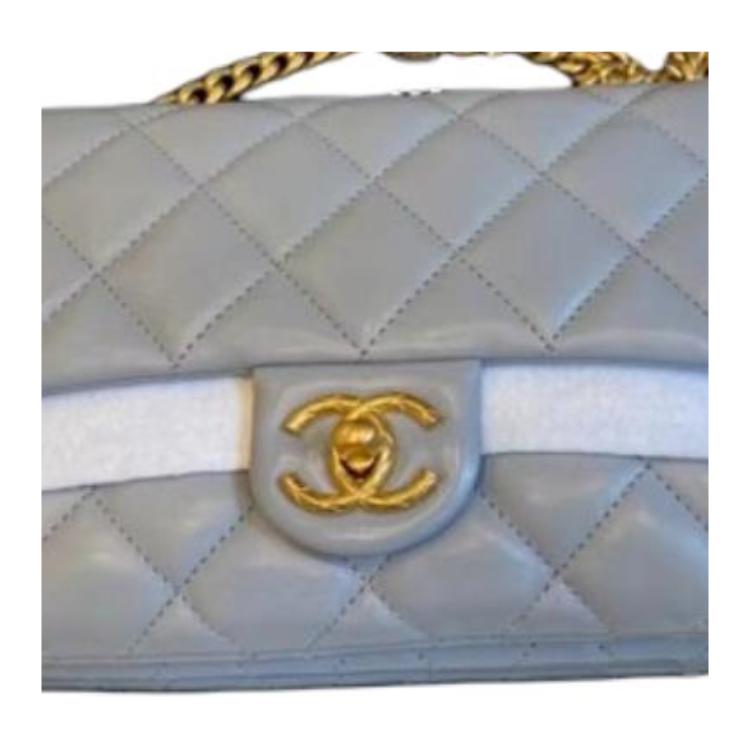 CHANEL Sheepskin Flap Bag, Shoulder Bag, Crossbody Bag Small Size Women's Gray
