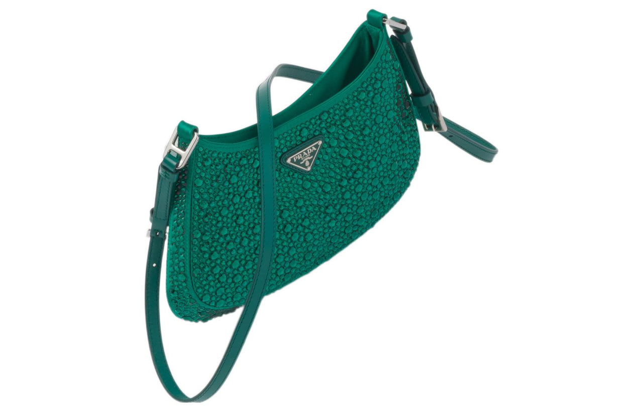 PRADA Cleo Fabric Handbag, Shoulder Bag Women's Green