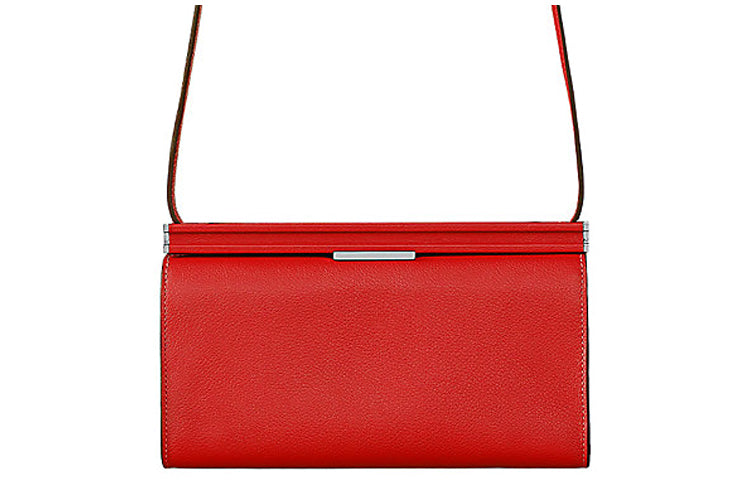 HERMES Clic H Evercolor Calfskin Shoulder Bag, Crossbody Bag Regular Women's Heart Red