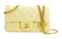 CHANEL Classic Flap CF Sheepskin Chain Bag, Shoulder Bag, Crossbody Bag Mini Women's Yellow