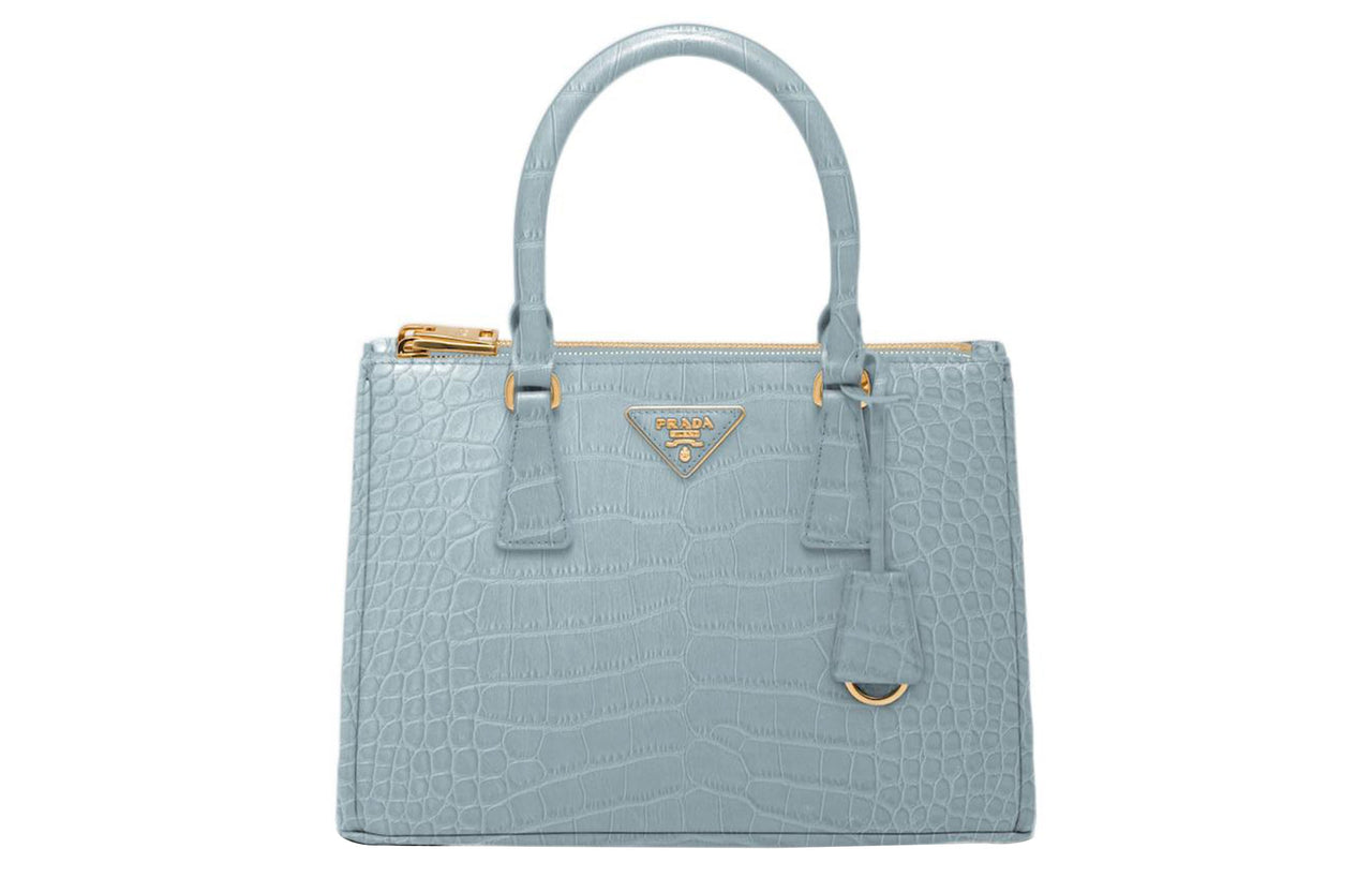 PRADA Galleria Killer Bag Crocodile Leather Shoulder Bag Crossbody Bag Handbag Medium Size Women's Light Blue