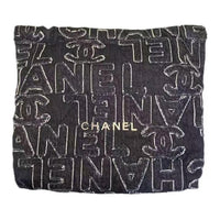 CHANEL Denim Handbag Shoulder Bag Medium Size Women's Black