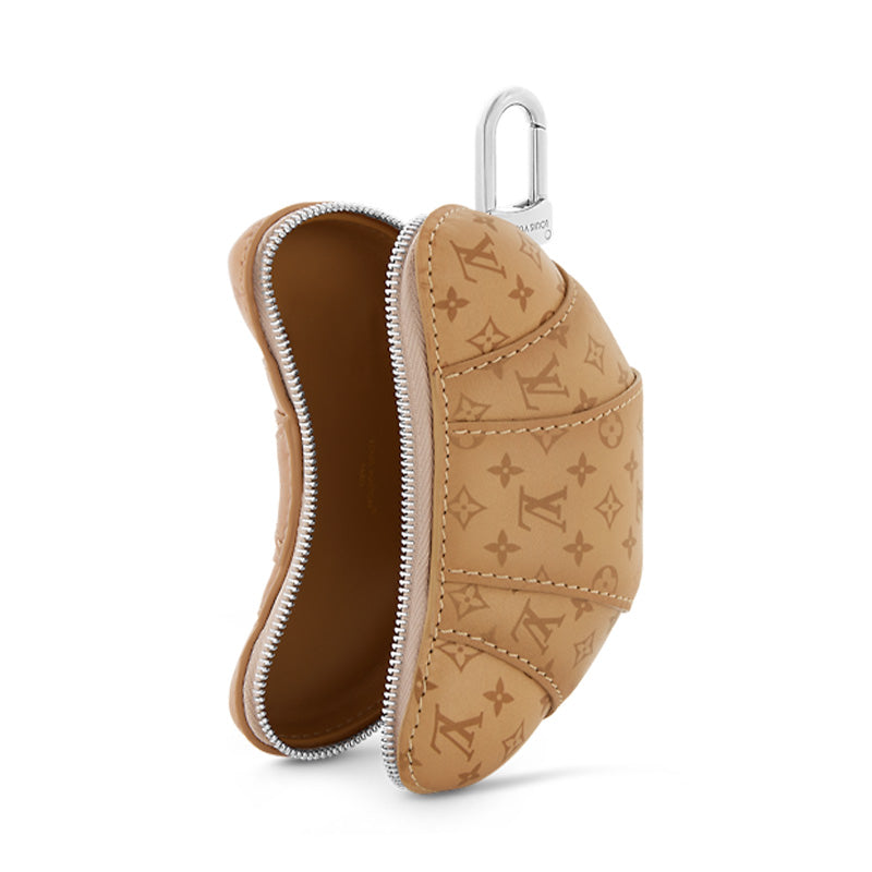 LOUIS VUITTON Leather Pendant Coin Purse Unisex Brown Yellow