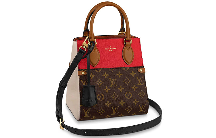 LOUIS VUITTON Canvas With Calfskin Shoulder Bag Crossbody Bag Handbag Women's Red White Black