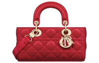 DIOR Lady D-JOY Lambskin Dior Bag Shoulder Bag Crossbody Bag Handbag Small Size Women's Red