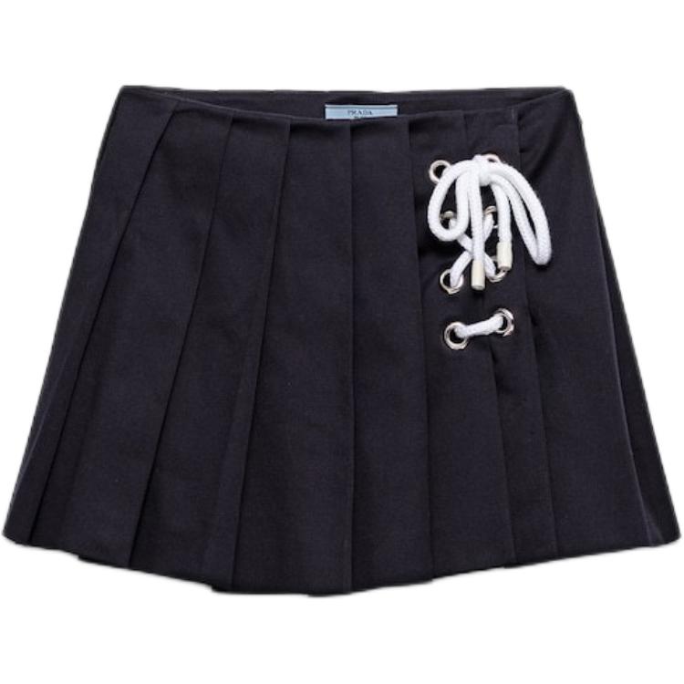 PRADA Pleated Drill Mini Skirt