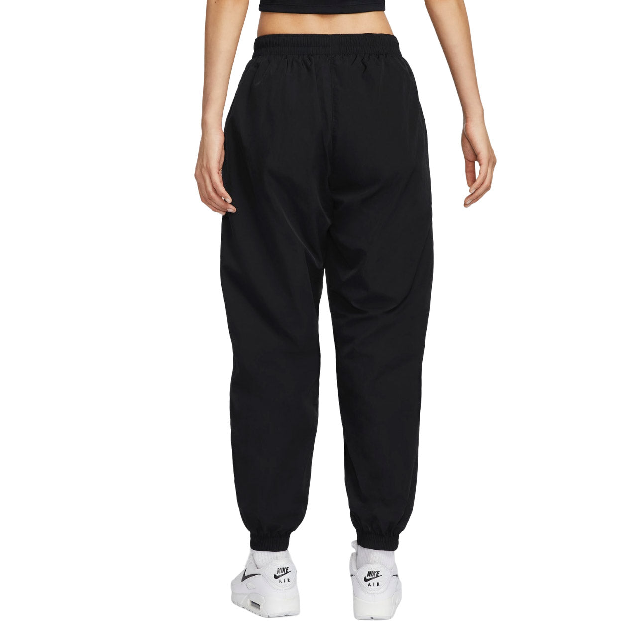 (WMNS) Nike Sportswear Essential Mid-Rise Oversized Woven Joggers Pants Asia Sizing 'Black White' FV7669-010