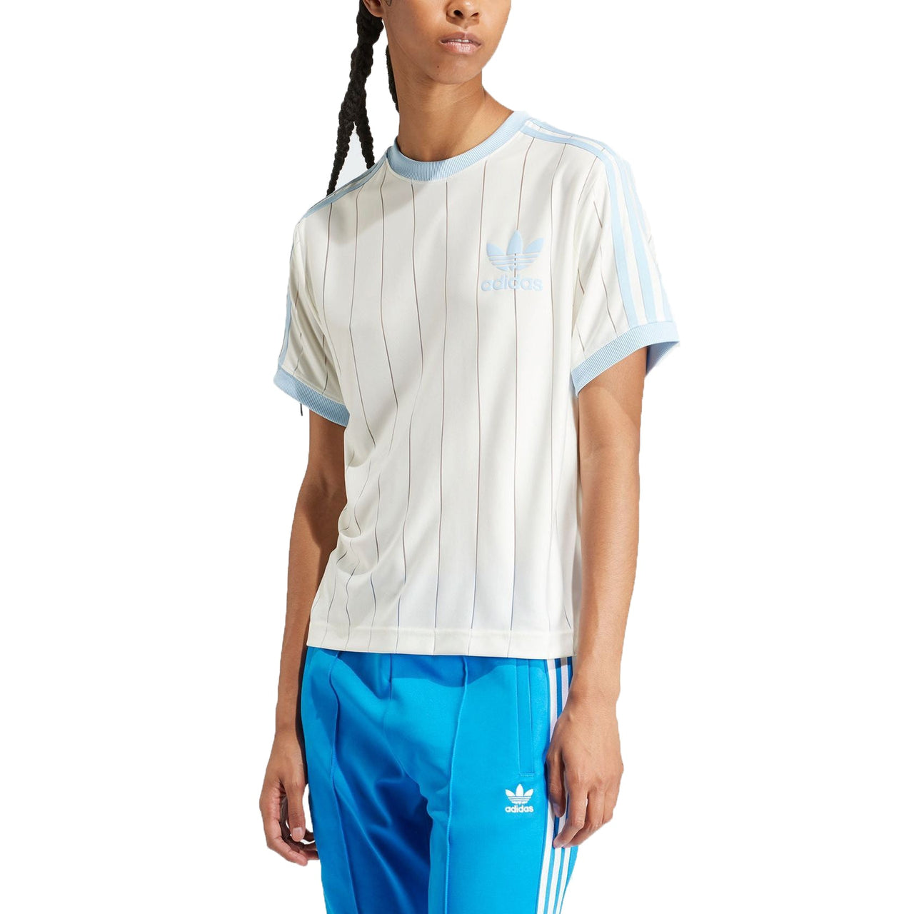 (WMNS) adidas Originals 3 Stripe Graphic T-shirt Asia Sizing 'White Blue' IR7469