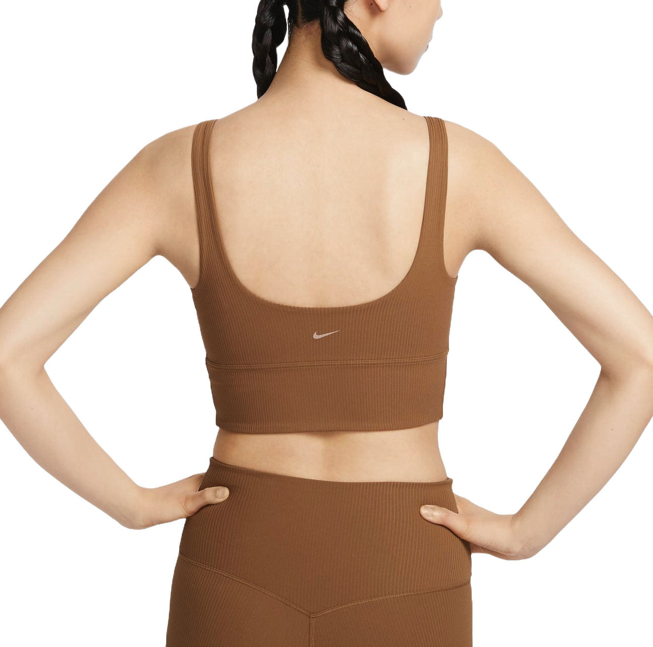 (WMNS) Nike Zenvy Rib Light-Support Padded Longline Sports Bra Asia Sizing 'Light British Tan' HF1543-281