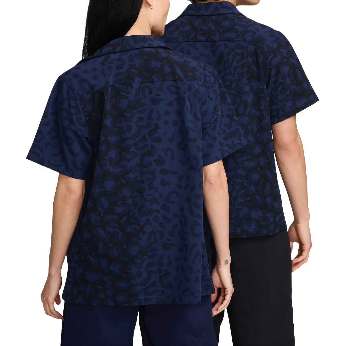 Nike Print Bowler Short Sleeve Button-Down Skate Shirt Asia Sizing 'Midnight Navy' FN2596-410