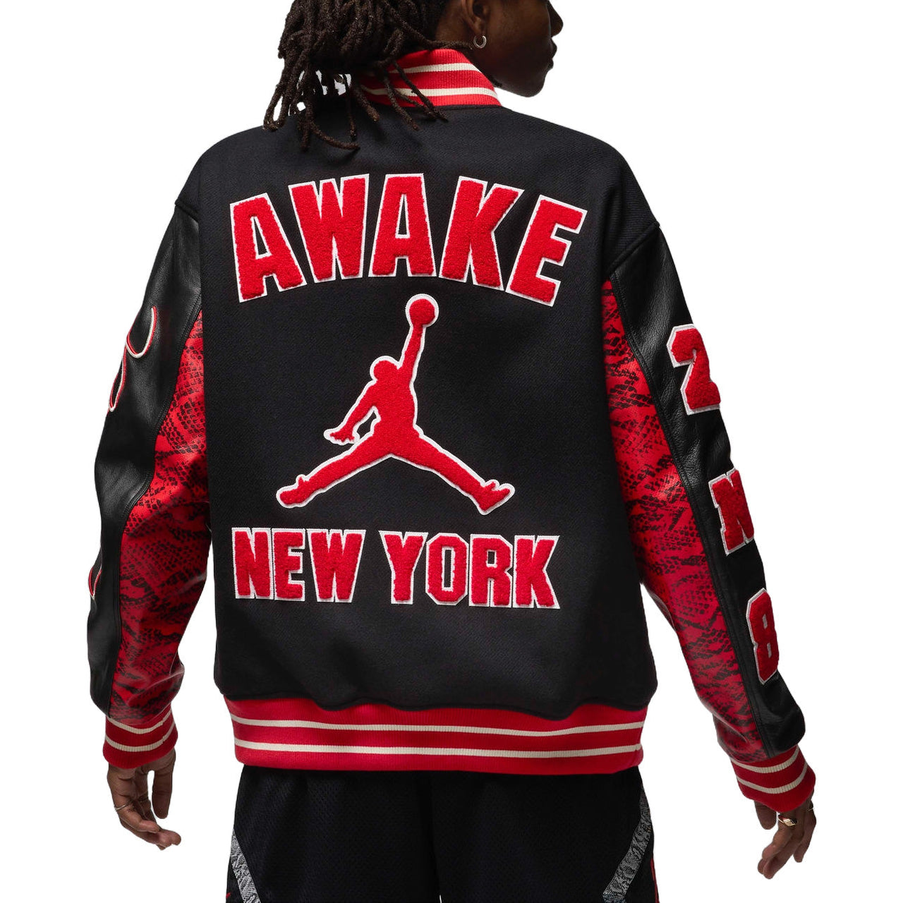 Air Jordan x Awake NY Varsity Jacket Asia Sizing 'University Red Black' FQ5440-657