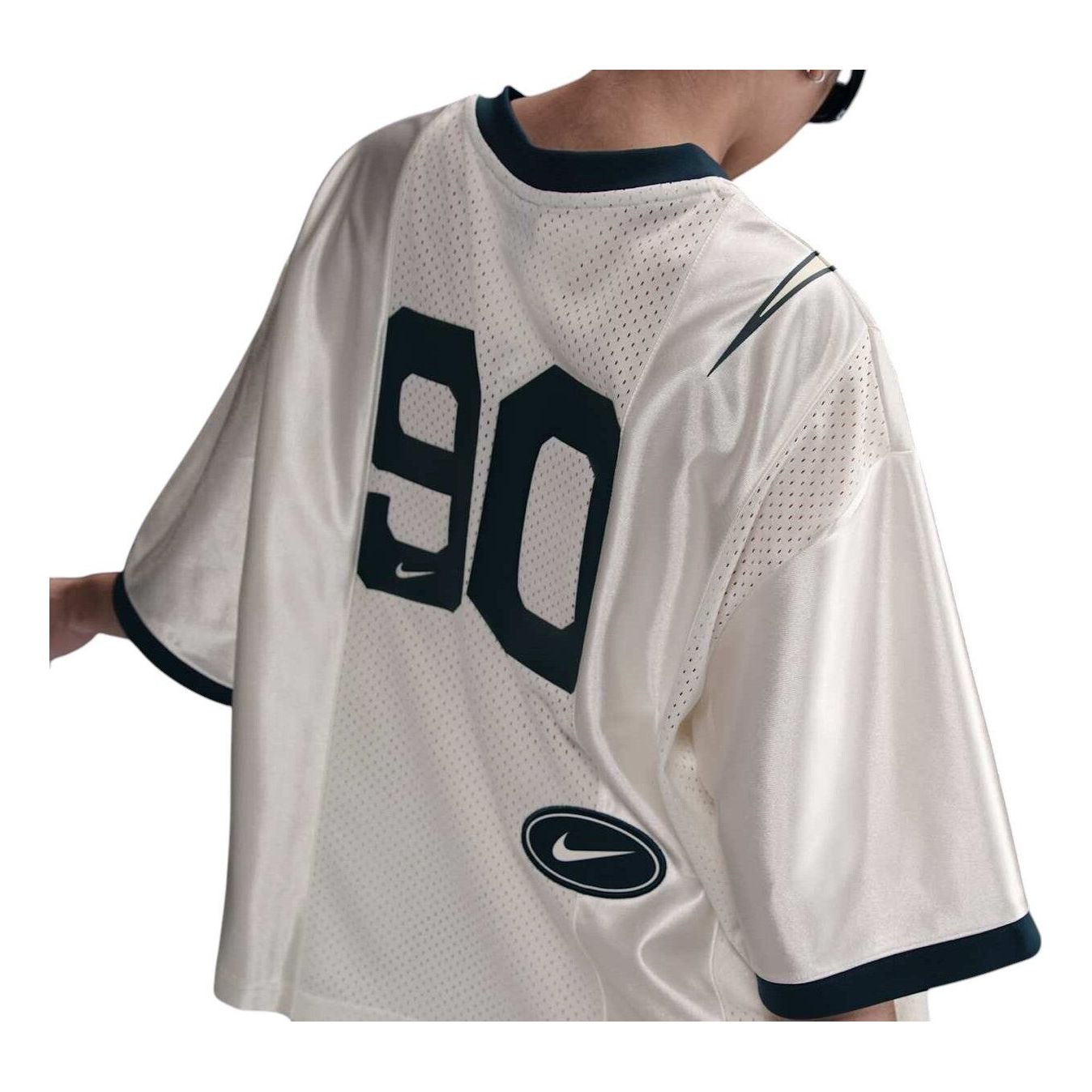 (WMNS) Nike Sportswear Street Oversized Graphic Jersey Top 'Sail Armoury Navy' HJ0280-133