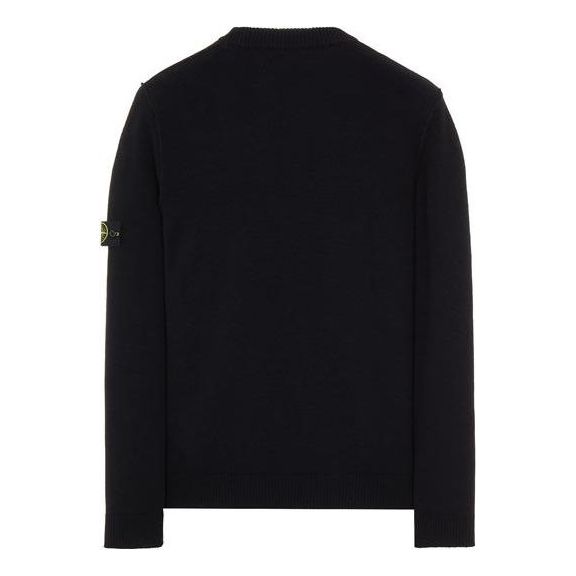 STONE ISLAND Lambswool Crew Neck Knit 'Black' 7715508A3-V0029