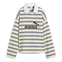 (WMNS) PUMA Elevated Essentials Oversized Rugby Polo 'Buttercream Striped' 638345-88