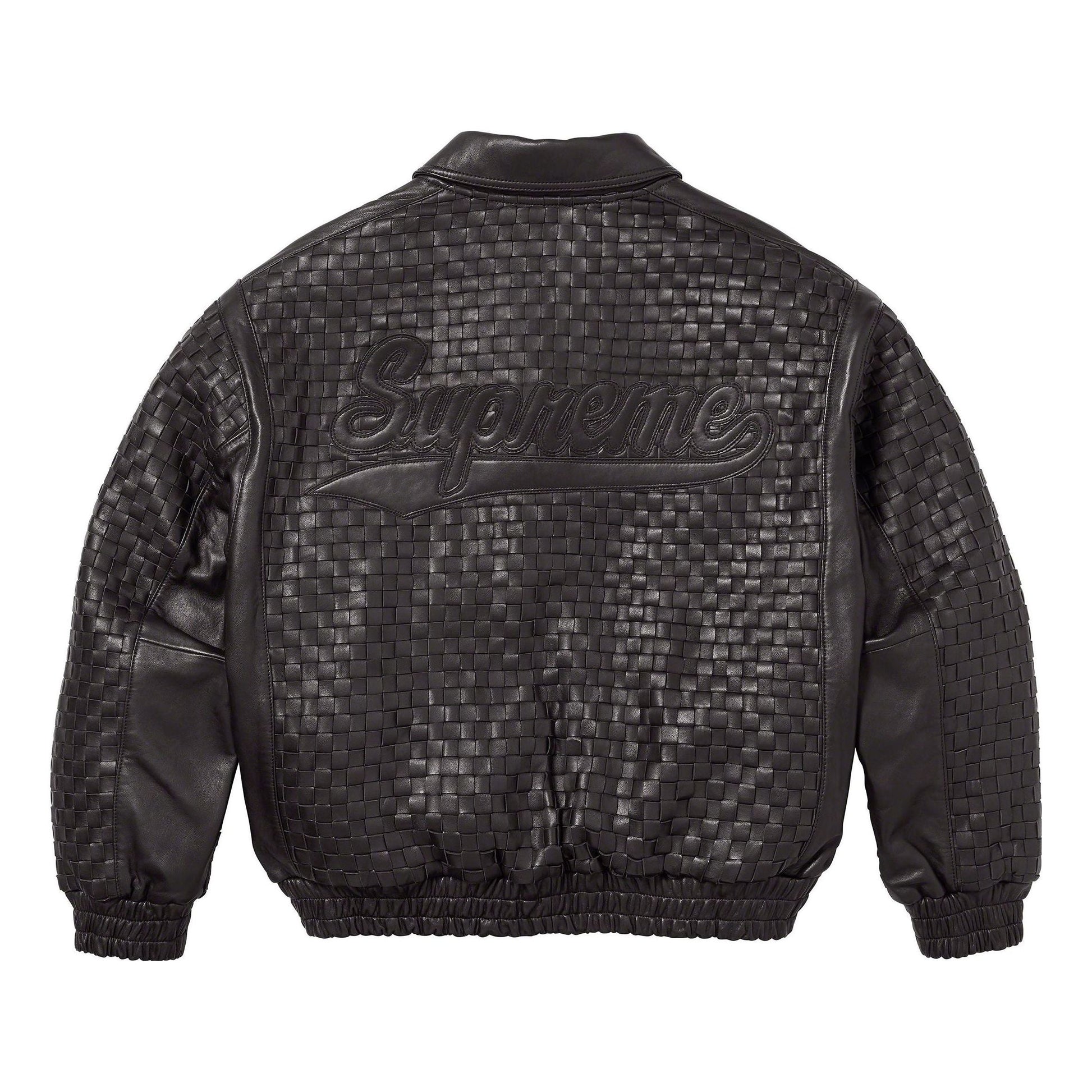 Supreme Woven Leather Varsity Jacket 'Black' SUP-FW23-054
