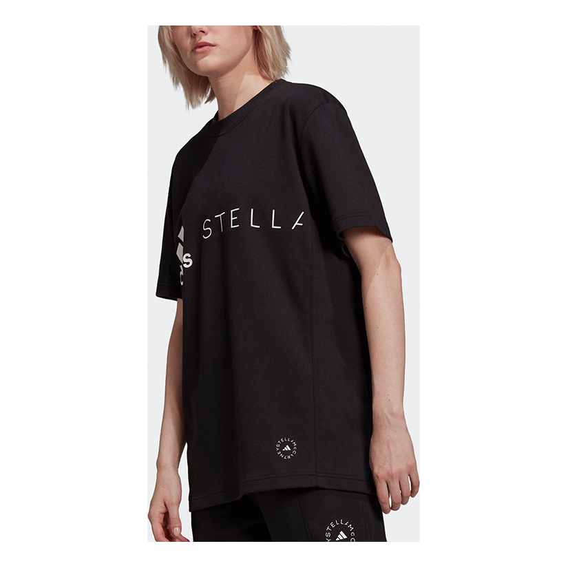 (WMNS) adidas by Stella McCartney Logo T-Shirt 'Black White' HB7402
