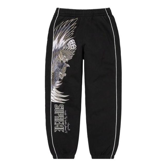 Supreme Script Falcon Sweatpants 'Black White' SUP-SS23-039